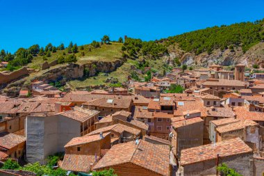 İspanyol kasabası Daroca 'nın havadan görünüşü.