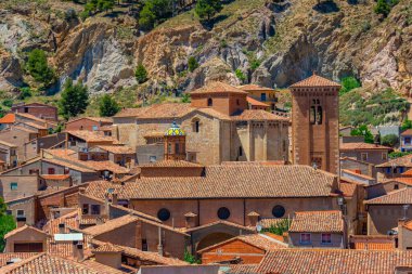İspanyol kasabası Daroca 'nın havadan görünüşü.