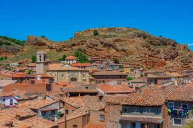 İspanyol kasabası Daroca 'nın havadan görünüşü.