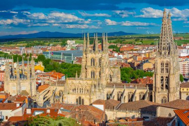 Burgos, İspanya 'nın günbatımı manzarası.