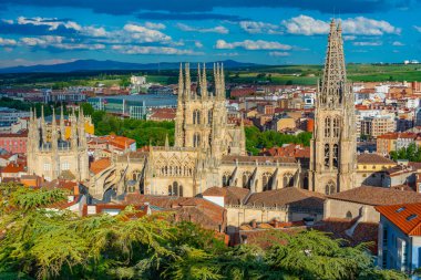 Burgos, İspanya 'nın günbatımı manzarası.