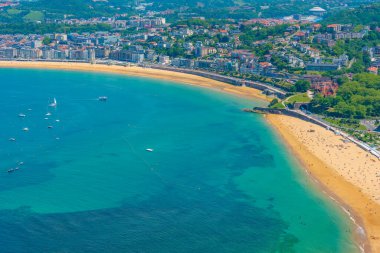 Monte Igueldo, İspanya 'dan San Sebastian' ın Panorama manzarası.