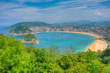 Monte Igueldo, İspanya 'dan San Sebastian' ın Panorama manzarası.