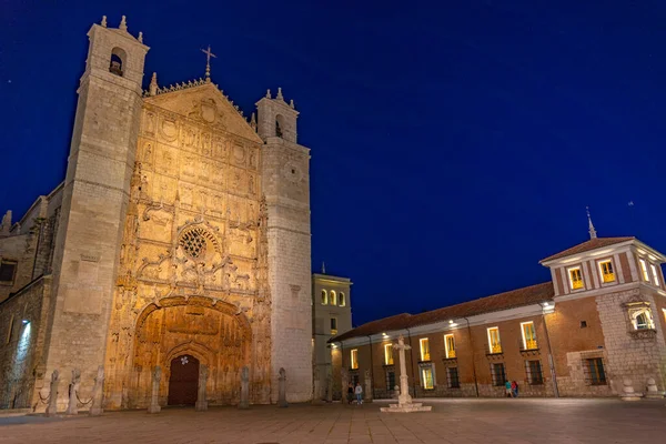 Nachtzicht San Pablo Kerk Spaanse Stad Valladolid — Stockfoto