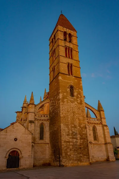 Natlig Udsigt Sognekirken Santa Maria Antigua Valladolid Spanien - Stock-foto