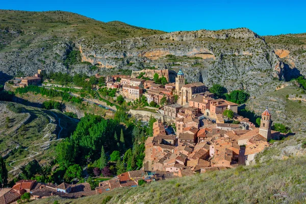 İspanyol şehri Albarracin 'in Panorama manzarası.