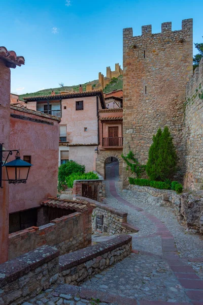 Sunset View Medieval Street Old Town Albarracin Spain — Stock Photo, Image