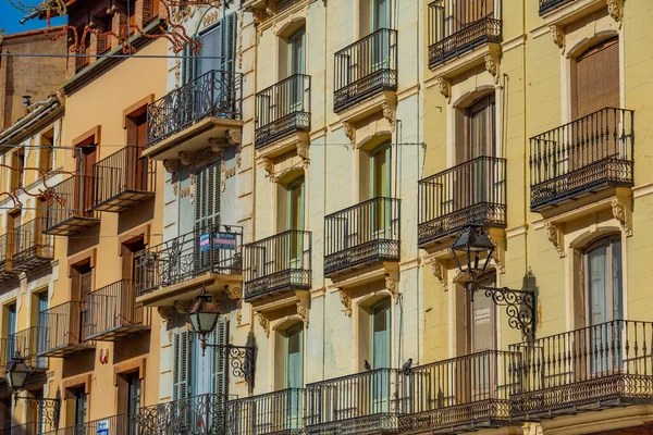 stock image Facades of modern buildings at Teruel in Spain.