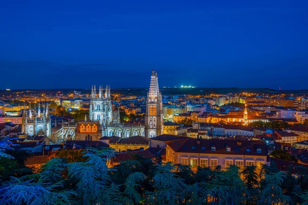Éjszakai Kilátás Város Táj Burgos Spanyolország — Stock Fotó