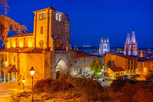 Nachtzicht Een Parochiekerk Van San Esteban Burgos Spanje — Stockfoto