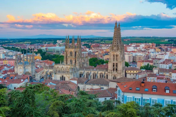 Sunset View Cityscape Burgos Spanyolország — Stock Fotó