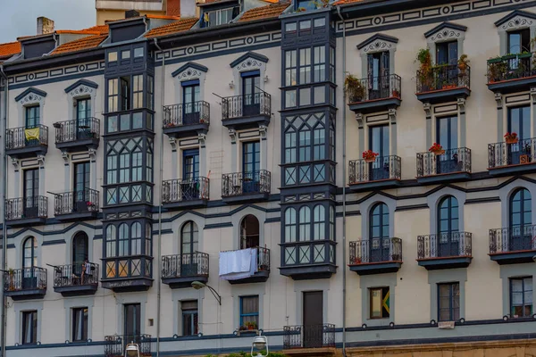 Színes Házak Egy Utcán Bilbao Spanyolország — Stock Fotó
