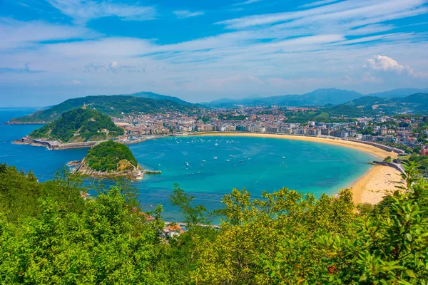 stock image Panorama view of San Sebastian from Monte Igueldo, Spain.