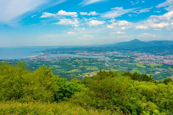 stock image Panorama view of Irun and Hendaye towns at border between Spain and France.