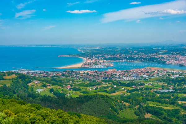 Vista Panorámica Las Ciudades Irún Hendaya Frontera Entre España Francia — Foto de Stock