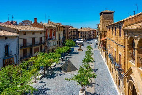 stock image View of the main square in Spanish town Olite.