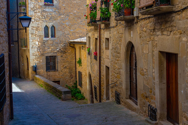 Medieval street in Spanish village Sos del Rey Catolico.