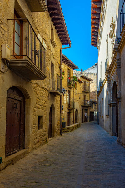Medieval street in Spanish village Sos del Rey Catolico.