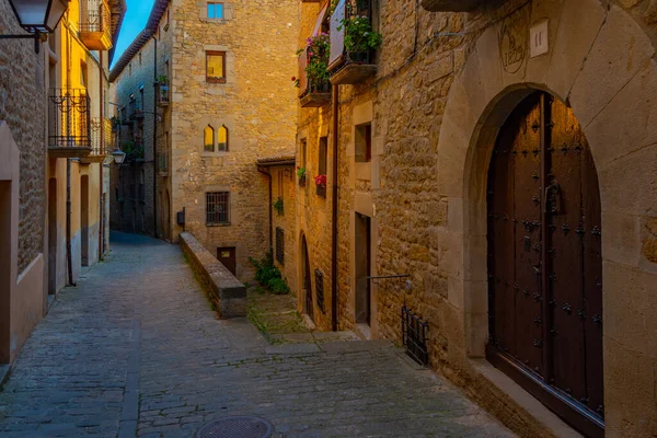 Vista All Alba Una Strada Medievale Nel Villaggio Spagnolo Sos — Foto Stock