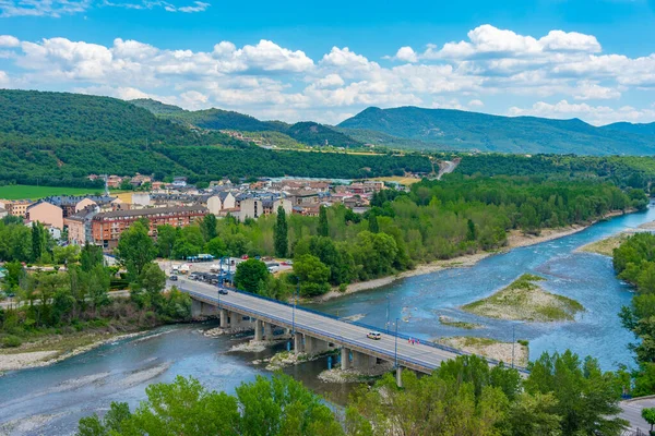 stock image Bridge over river Cinco in Spanish village Ainsa.