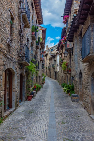 Medieval Street Spanish Village Ainsa — Stock Photo, Image
