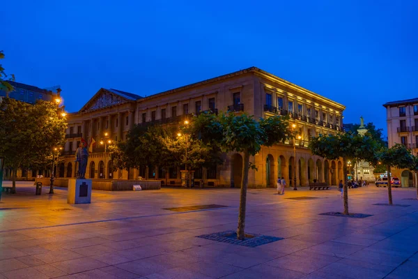 Vista Noturna Diputacion Provincial Navarra Espanha — Fotografia de Stock