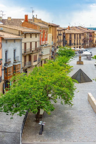 stock image View of the main square in Spanish town Olite.