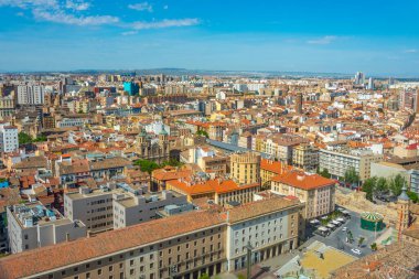 Zaragoza, İspanya havadan görünümü.