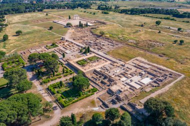 Roma harabelerinin Panorama manzarası Katalunya, İspanya 'da.