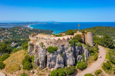 Aerial view of Begur castle in Spain. clipart