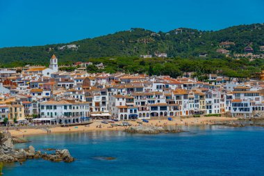 İspanyol köyü Palafrugell Panorama manzarası.