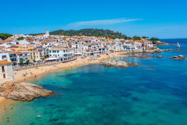 İspanyol köyü Palafrugell Panorama manzarası.
