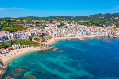 İspanyol köyü Palafrugell Panorama manzarası.