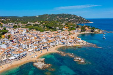İspanyol köyü Palafrugell Panorama manzarası.