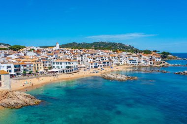 İspanyol köyü Palafrugell Panorama manzarası.