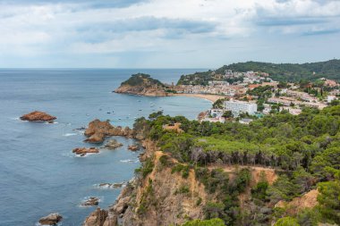 İspanya 'nın Tossa de Mar kentinin Panorama manzarası.