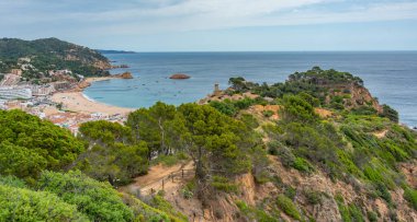 İspanya 'nın Tossa de Mar kentinin Panorama manzarası.