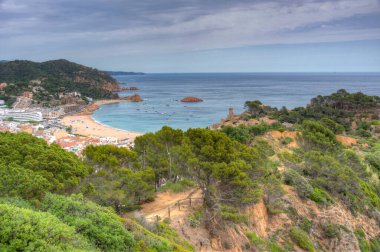 İspanya 'nın Tossa de Mar kentinin Panorama manzarası.