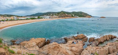 İspanya 'nın Tossa de Mar kentinin Panorama manzarası.