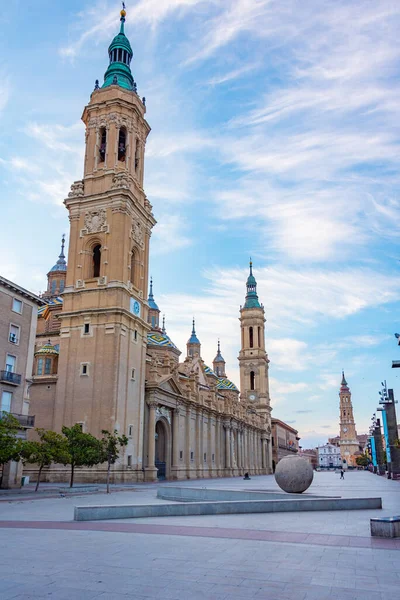 Zonsopgang Van Basiliek Nuestra Senora Pilar Zaragoza Spanje — Stockfoto