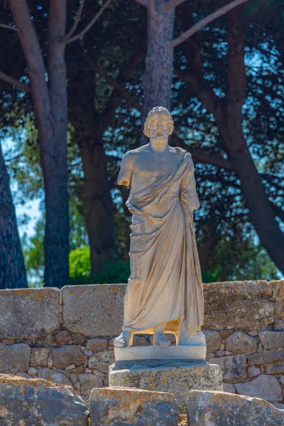 Staty Vid Romerska Ruiner Forntida Plats Empurier Catalunya Spanien — Stockfoto