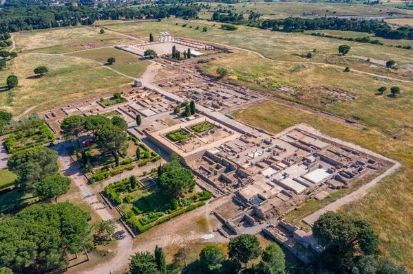 stock image Panorama view of roman ruins of ancient site Empuries in Catalunya, Spain.