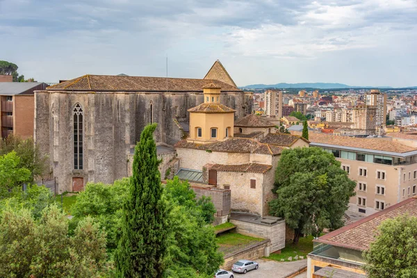 stock image Panorama view of church of Sant Domenec in Spanish town Girona.
