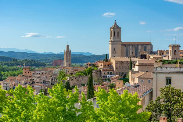 stock image Panorama view of Spanish town Girona.