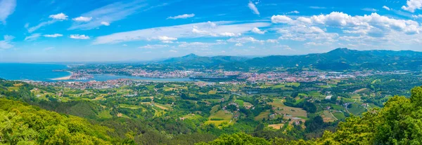 stock image Panorama view of Irun and Hendaye towns at border between Spain and France.