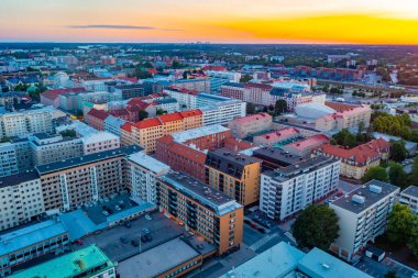 Turku, Finlandiya 'nın havadan görünüşü.
