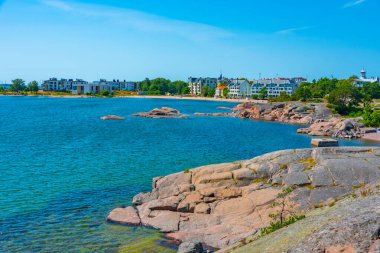 Finlandiya 'nın Hanko kentinin şehir manzarası.