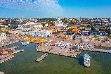 Helsinki 'nin Finlandiya' daki Panorama manzarası.