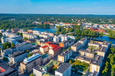 Finlandiya 'nın Hameenlinna kentinin havadan görünüşü