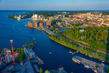 Finlandiya 'nın Tampere kentinin Panorama manzarası.